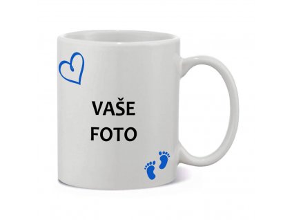 DIEŤATKO hrnček biely rámik modrý foto1