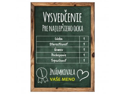 TABUĽKA Vysvedčenie otec s menom zelena 21X15CM-Fotopošta