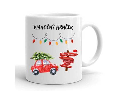 hrnček vianočny auto